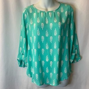 Pixley Mint Blouse with Feathers NWT